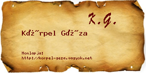 Körpel Géza névjegykártya